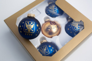 Custom printed Christmas baubles in box
