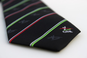 Custom woven tie detail