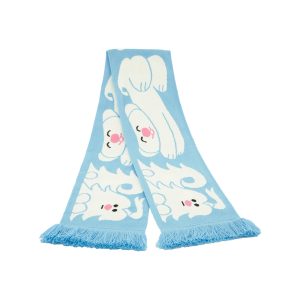 Custom art dogs design scarf in light blue & white