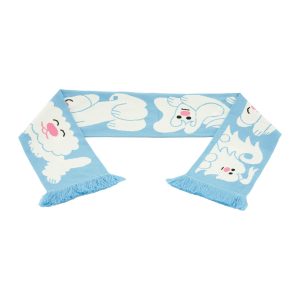 Custom art dogs design scarf in light blue & white